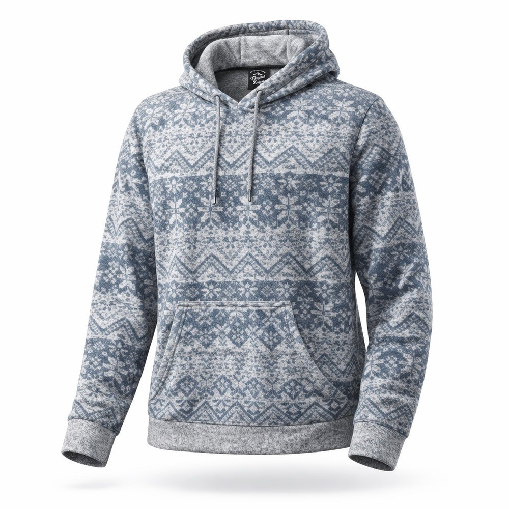 Original Deluxe Supply Mens Large Blue Gray Geometric Fleece Hoodie